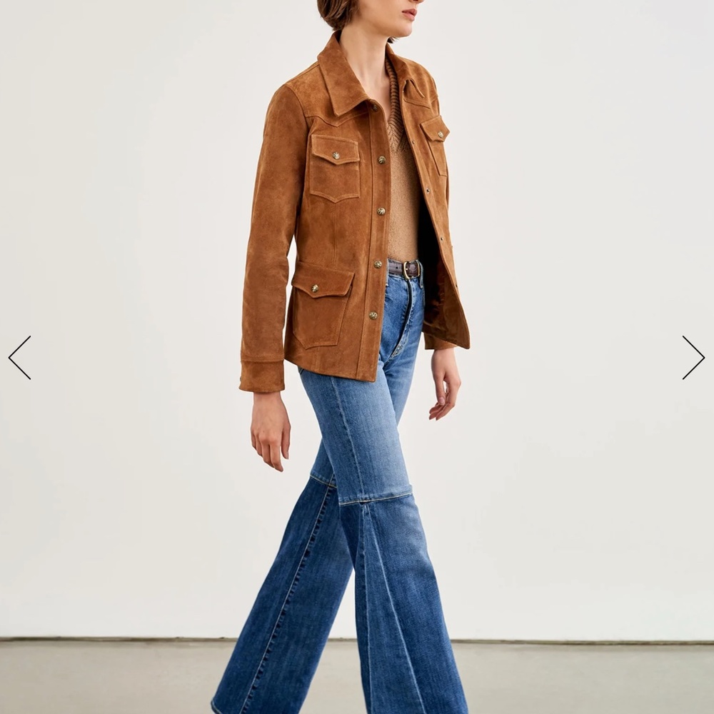Nili Lotan Denim Marseille Patchwork Stretch High-Rise Flared-Leg Jean size 27